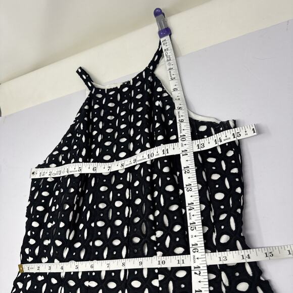 Vince Camuto Black Layered Eyelet Dress 6 Halter Fit Flare Preppy Whimsigoth Y2k - Picture 11 of 16